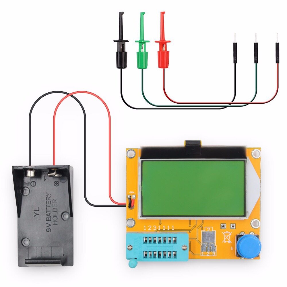 LCR-T4 VOKTTA Nguyên Bản Máy Kiểm Tra Bóng Bán Dẫn Kỹ Thuật Số Mega328 Máy Đo Điốt Triode Điện Dung LCR T4, Màn Hình LCD 12864 9V Cho MOSFET/JFET/PNP/NPN