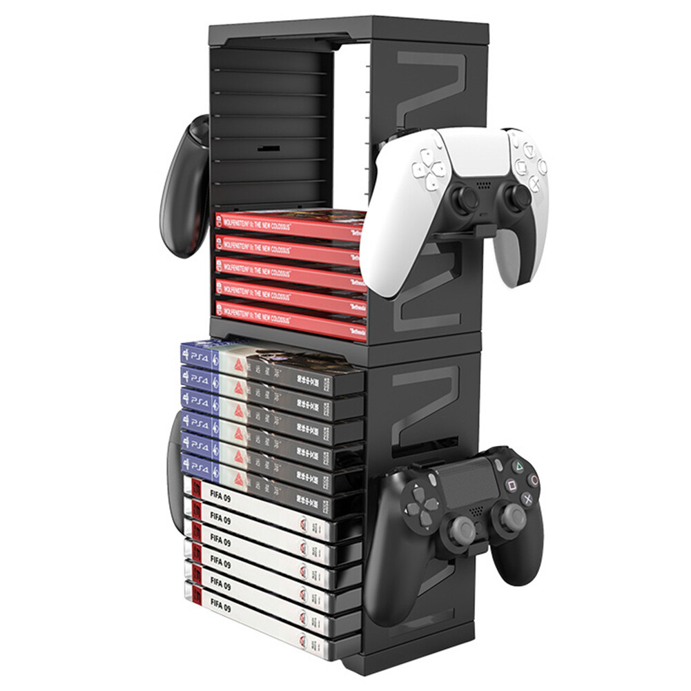 24 Games Disc Storage Tower Holder Controller Bracket for PS5/PS4/Switch