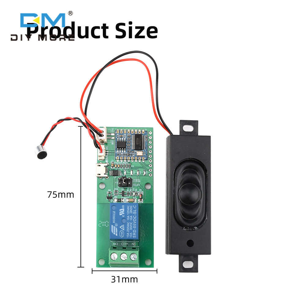 diymore HLK-V20 Mô-đun Điều Khiển Chip Nhận Dạng Giọng Nói Thông Minh, Mô-đun Cổng Nối Tiếp, Công Tắc Điều Khiển Bằng Giọng Nói Đánh Thức Tùy Chỉnh