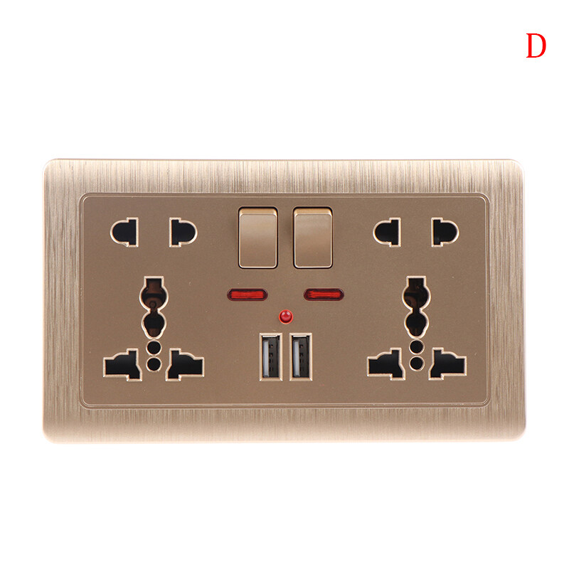 Wall Power Socket Universal 5 Hole 2.1A Dual USB Charger Port Socket ...