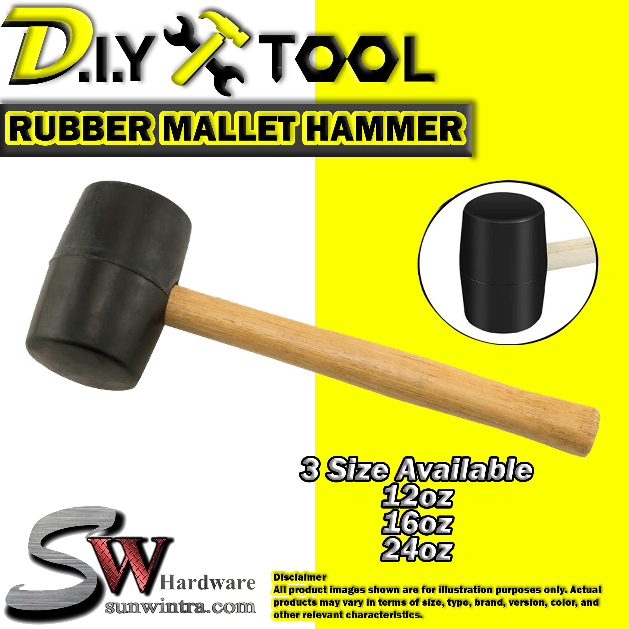SW Hardware Non Elastic Rubber Mallet Hammer For Tiles Mosaic Wood