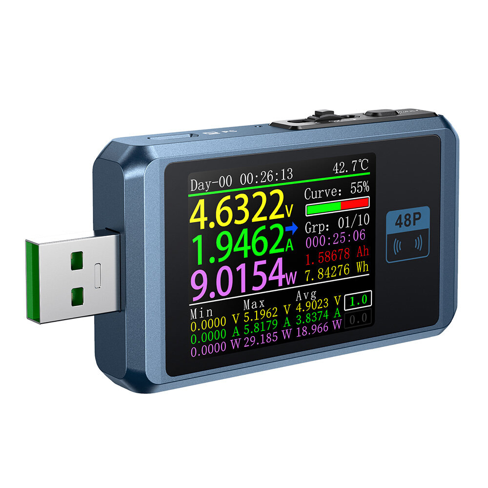 Aideepen USB Power Meter USB Voltage Meter and Current Tester LCD Display Power Tester Multimeter Ammeter Voltmeter