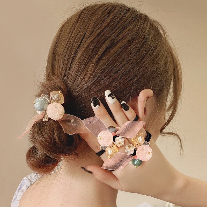 New Korean Hair Rope Fashion Cute Crystal Ball Elastic Rubber Band Girl Woman Hair Accessories