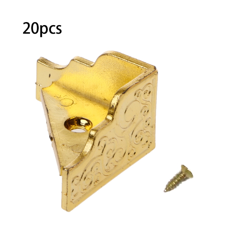 20 Pcs Wood Box Legs Vintage Cabinet Case Gold Decorative Corner Brackets Furniture Corner Protector Edge Guards Bumpers