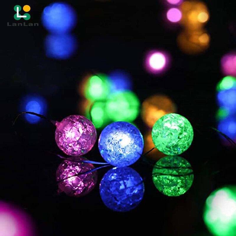 LanLan Waterproof String Lights Crystal Crackle Ball Lights Indoor Outdoor Led Decorative Lights