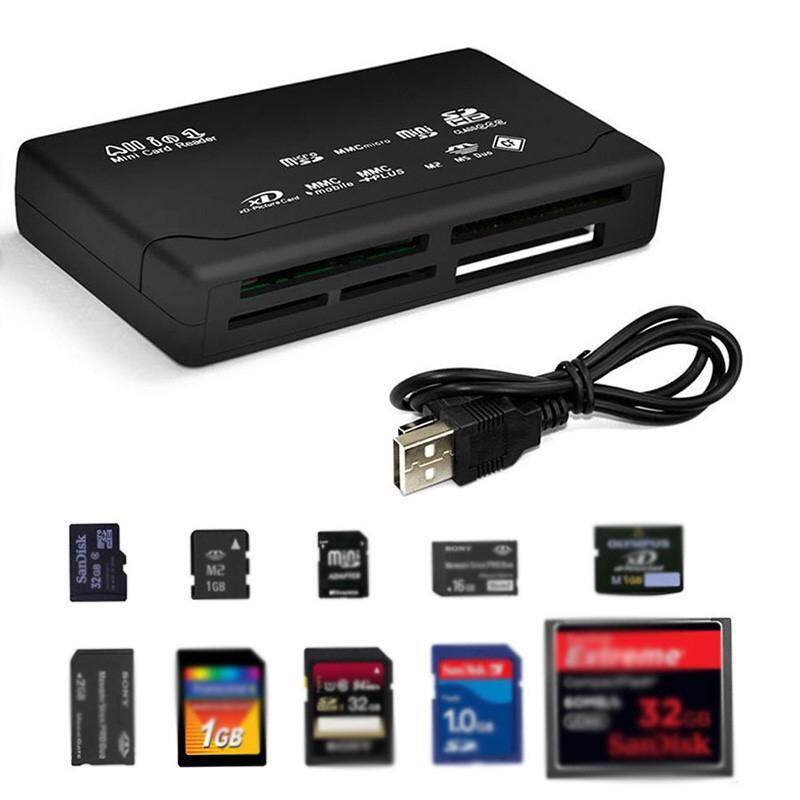WHITE ALL IN 1 MULTI MEMORY CARD USB READER SD SDHC MINI MICRO M2 MMC XD CF MS