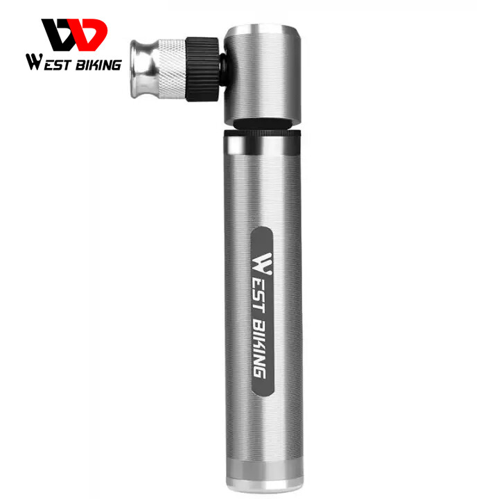 WEST BIKING Portable Mini Pump for Bicycle Pump Bike Hand Inflator Schrader Presta Valve Adapter Cycling Tire Needle Air Hose Aluminum Alloy Ultralight Air Bike Cycling Pump Schrader & Presta Mini Bike Pump