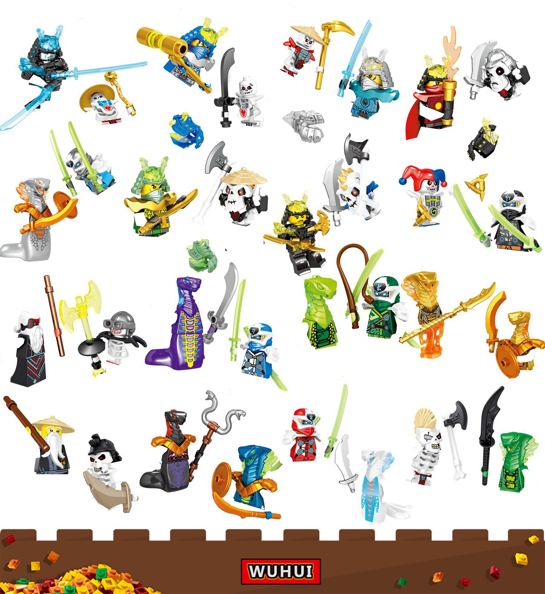 WUHUI 32PCS Ninja Minifigures Toy Building Kit Toys Building Blocks Lloyd NYA Zane Cole Jay Kai Skybound Ninjago Motorcycle Building Bricks for Preschool Children Ages 3+ Kids Toys Compatible with All Brands