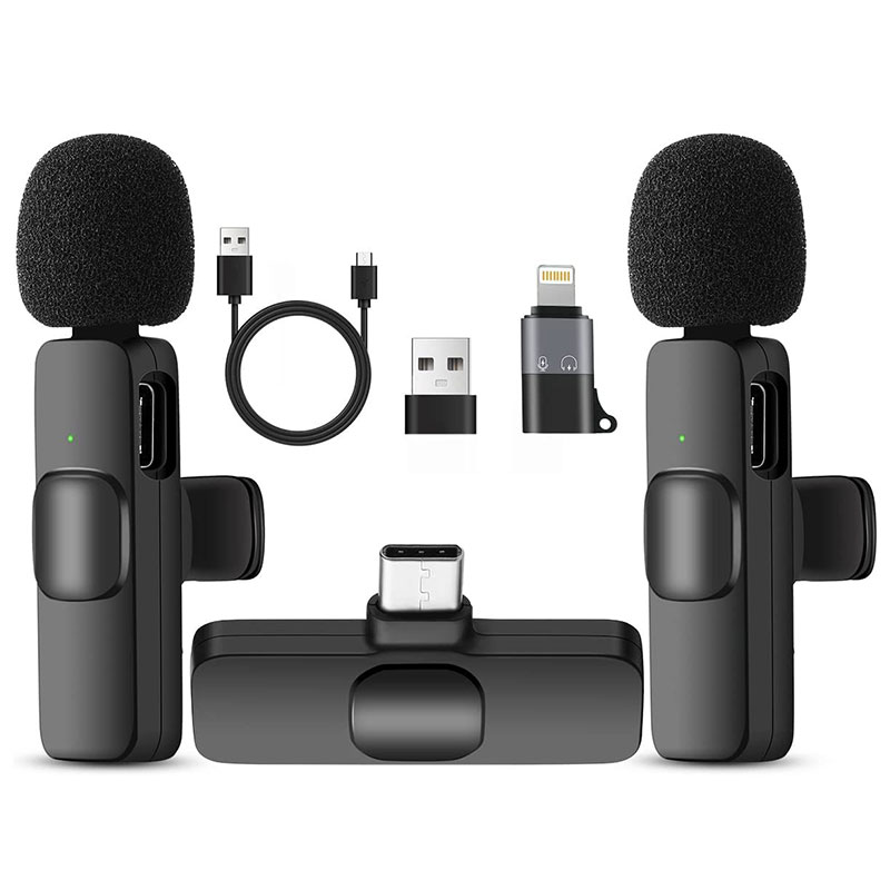♥Splay vận chuyển + readystock♥K9 Mini Không Dây Tie Microphone Lavalier Loại C Ve Áo Clip On Mic Ve Áo Sem Fio Celular Đối Với iPhone Android Điện Thoại Di Động điện thoại di động