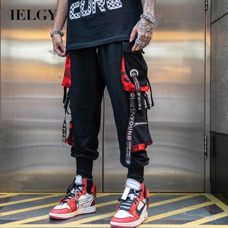 IELGY 【S-3XL】overalls men's tie-foot casual Korean style trendy street hip-hop personality loose