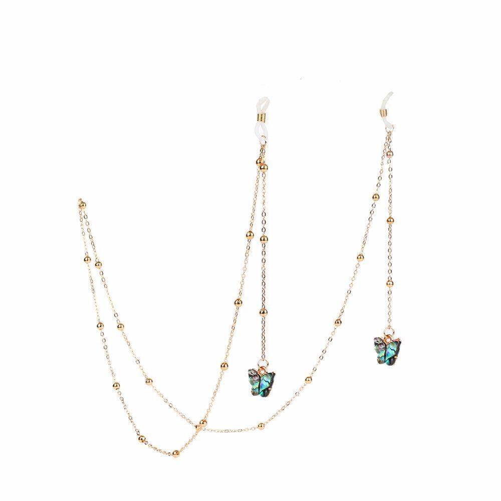 HI MIA Temperament Trend Bead Anti-lost Alloy Eyewear Butterfly Hanging Rope Metal Glasses Chains Neck Strap