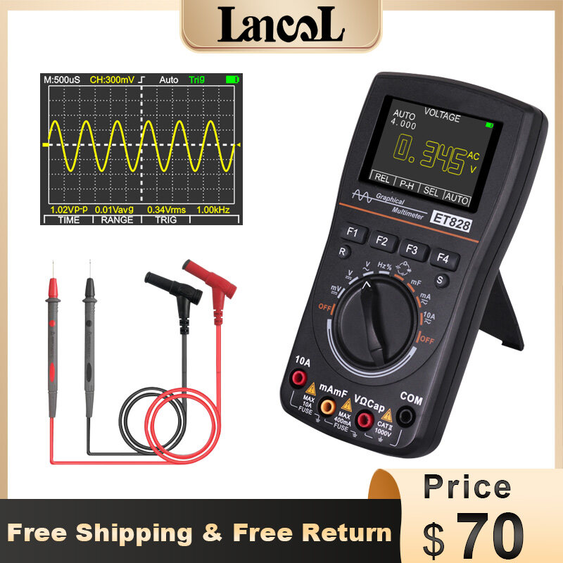 ET828 2in1 Digital Multimeter Oscilloscope Smart Voltmeter Auto Range Graphical Multimeter for