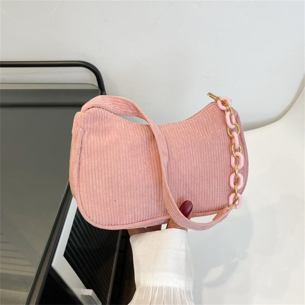 Cloth Shoulder Bag Colorful Shopping Tote Versatile Tote Bag Solid Color Shopping Bag Corduroy Shoulder Bag