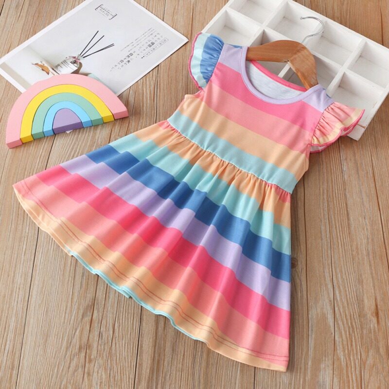 rainbow colour dress for baby girl