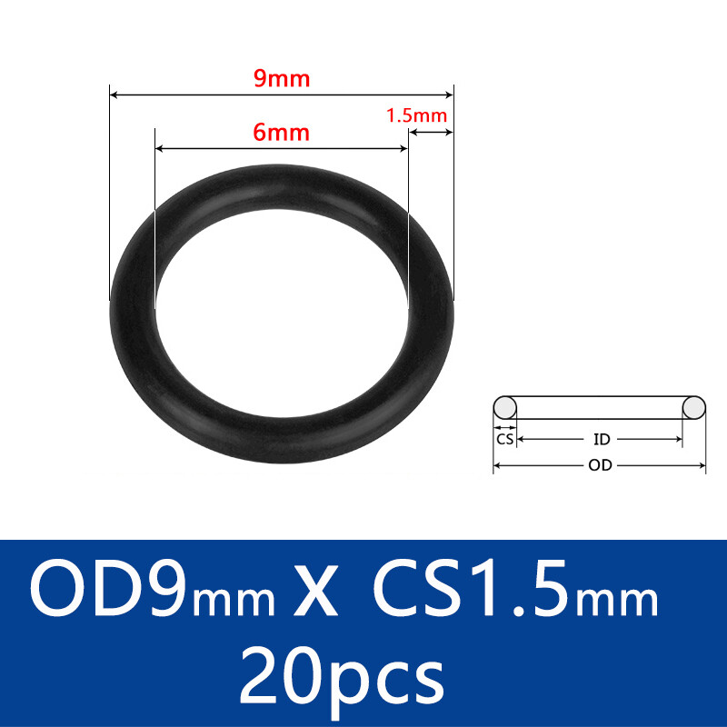 Black Seal O-ring Gasket Oring O Ring 20pcs Diameter 5-30mm 1.5mm Thickness Black NBR Nitrile Rubber Sealing O rings
