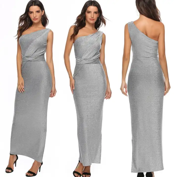 Ulamore Women Ladies Plus Size Single Shoulder Maxi Dress Wedding