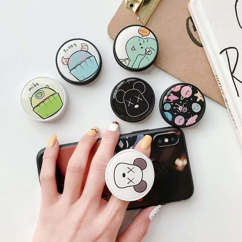 Zeallion Portable Cute Cartoon Silicone fixed Foldable Finger Phone Stand Holder Grip for iPhone Samsung Huawei Oppo Vivo Realme