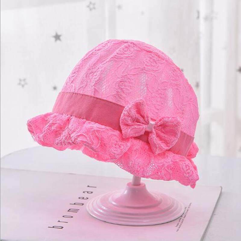 Cute Princess Hollow Bow Baby Girls Infant Hat Lace Summer Flower Cotton Sun Cap