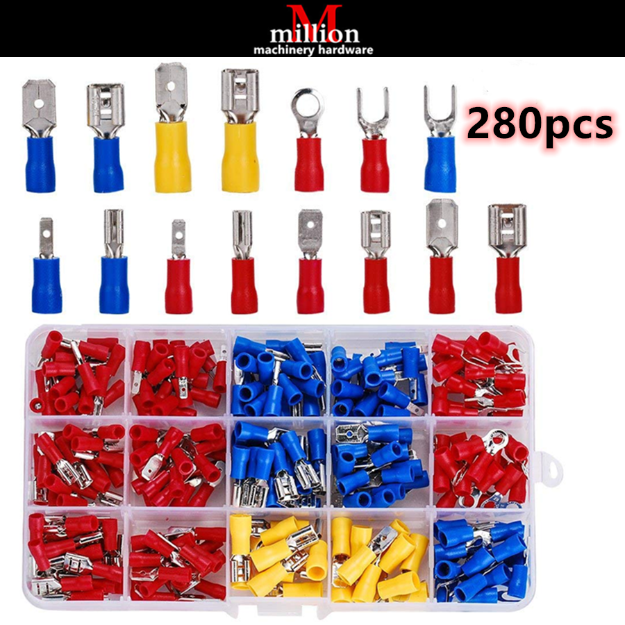 millionhardware 280pcs Assorted Crimp Spade Terminal Terminals