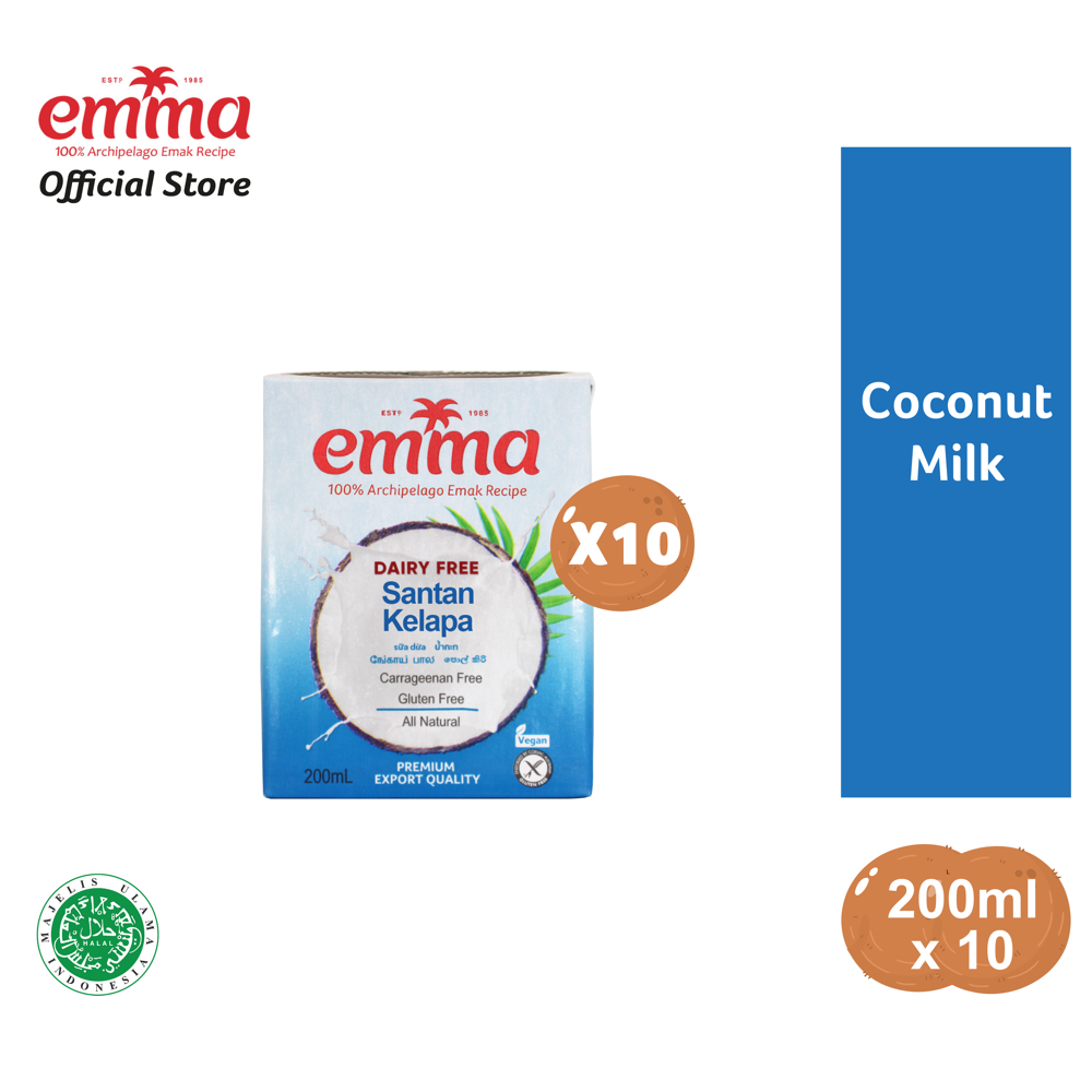 Emma Coconut Milk 200ml x 10 [Exp 03/25], Emma Santan Kelapa 200ml x