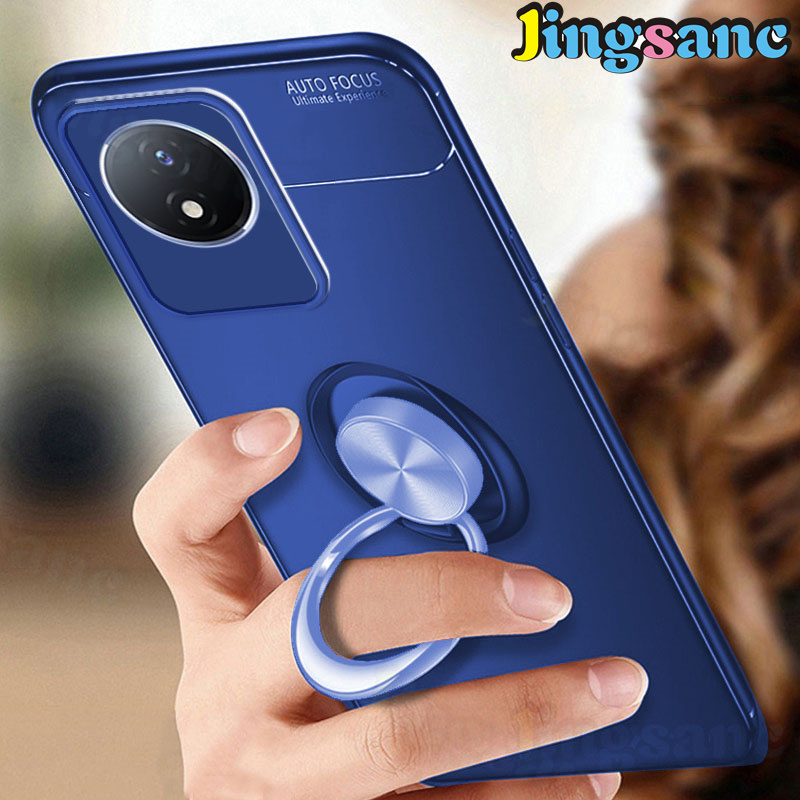 Jingsanc for vivo y02/vivo y02a/y02t case soft tpu silicone protection phone casing with magnetic ring bracket back cover vivo y02/vivo y02a/vivo y02t