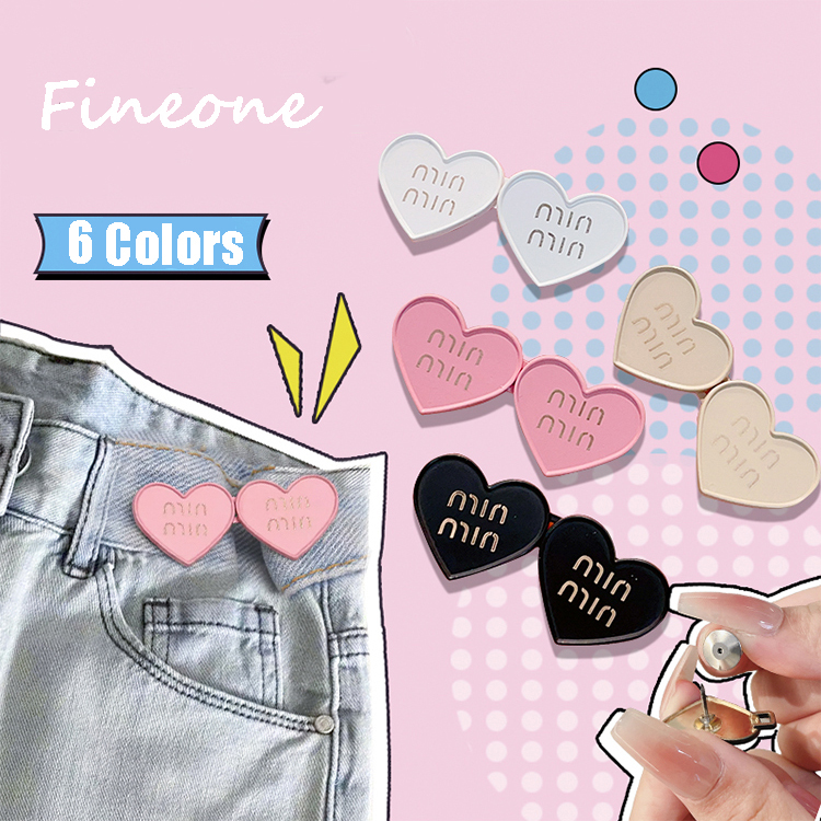 1 Pair Love Adjustable Jean Button Waist Buckle Snap Pants Buckle Extender Replacement Jeans Button Pins Brooch