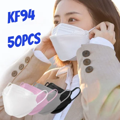 Mask Black Colored 50pcs Kf94 Korea Mask Face Mask Disposable 50pcs Non-woven Pm2.5 Mask Protection Filter 3D Facial Beauty Face Mask Washable Set Facemask for Adult Kf94 Black White