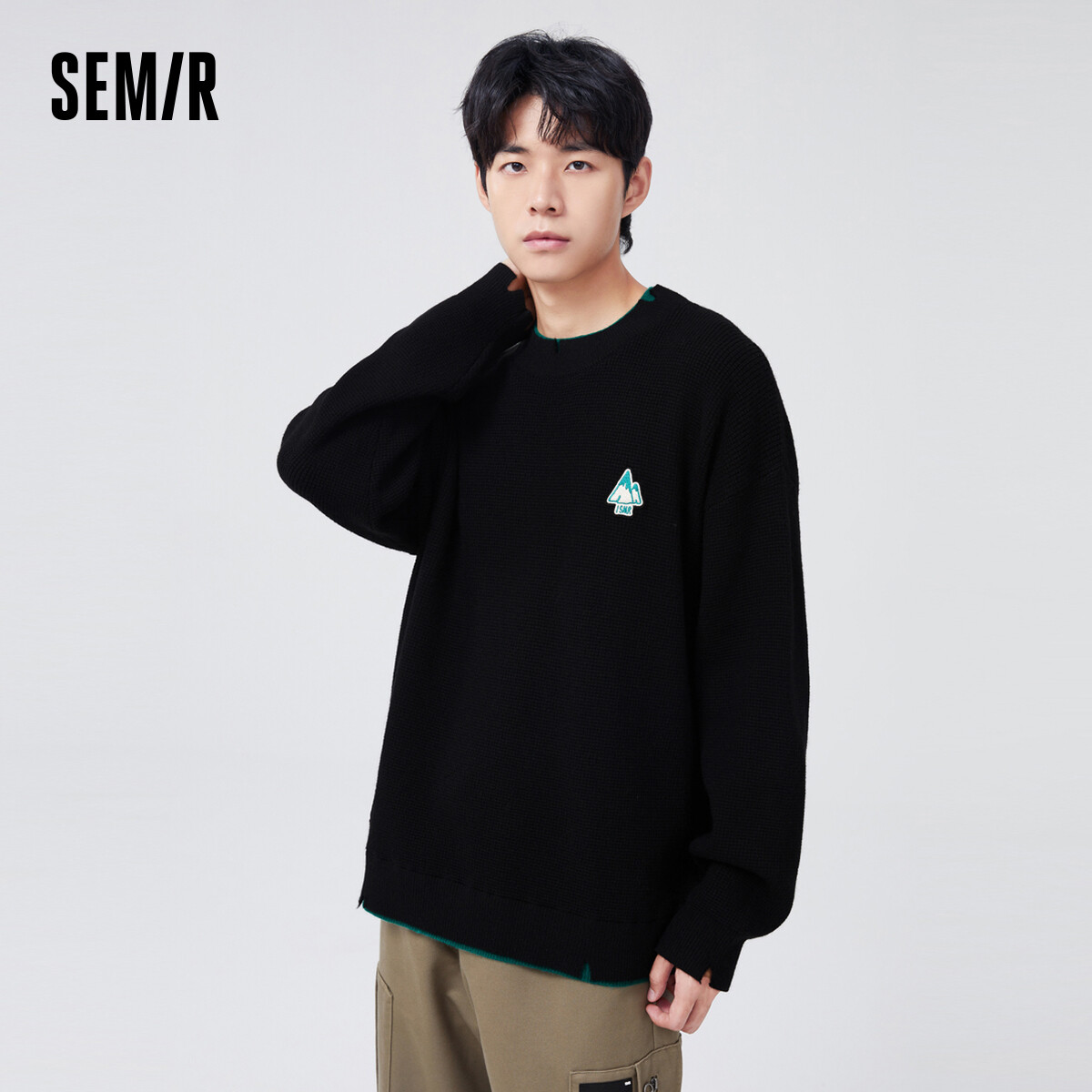 Semir Pullover Sweater Men Winter Simple Sweater Contrasted Fashionable Textured Sweater