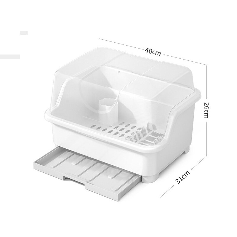Utensil and tableware storage box Household extra large dustproof dish drain rack with cover kitchen floor drain rack