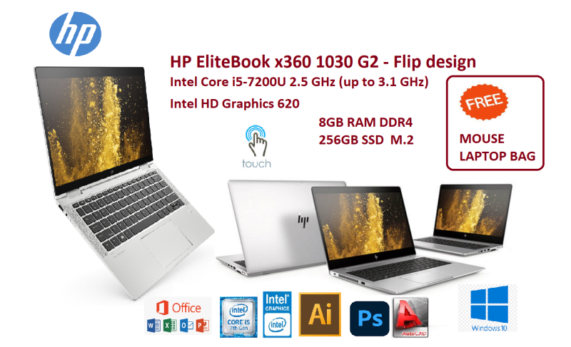 HP EliteBook x360 1030 G2 - Flip design - Core i5 7200U / 2.5 GHz - Win 10 Pro 64-bit - 8 GB RAM - 512 Malaysia