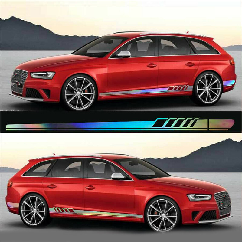 Both Side Vinyl Long Stripe Decal Sticker 2pcs Pack Reflective Car Body-Reliable
