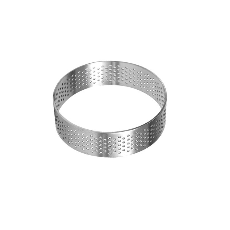 Vòng Mousse Đục Lỗ Khuôn Bánh Bằng Thép Không Gỉ Dụng Cụ Làm Bánh Tròn Khuôn Trang Trí Phụ Kiện Nhà Bếp 9 Kích Cỡ Chọn