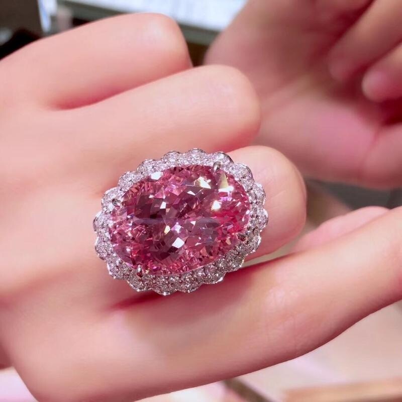 HZP High end pigeon egg pink zircon ring for women high-end texture open ring women jewelry