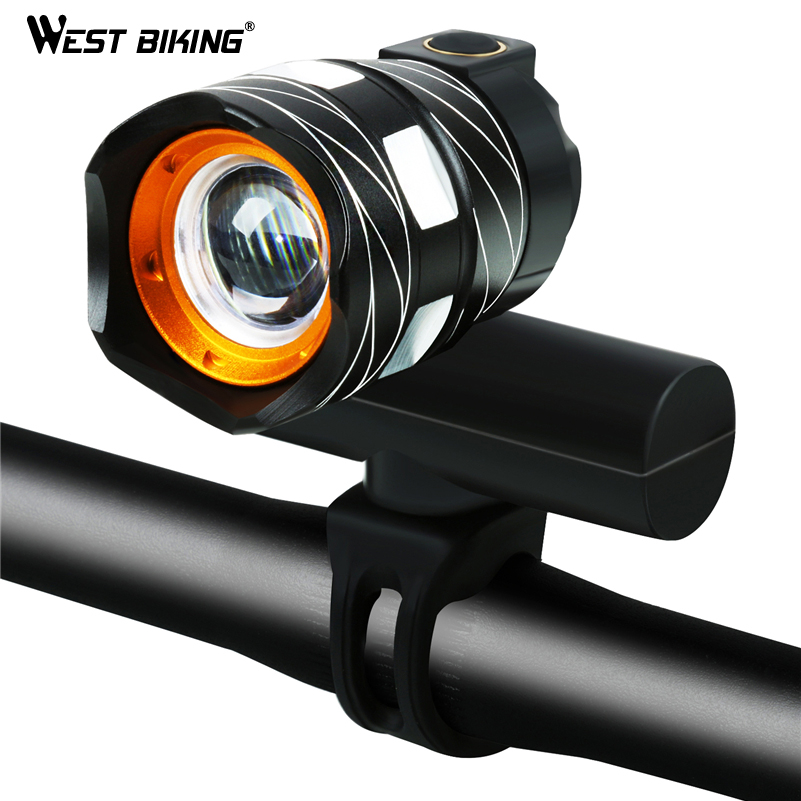 WEST BIKING 1200LM Zoomable Bicycle Light 4 Modes Wide Headlight USB Rechargeable Waterproof Front Lamp Taillights Bike Light