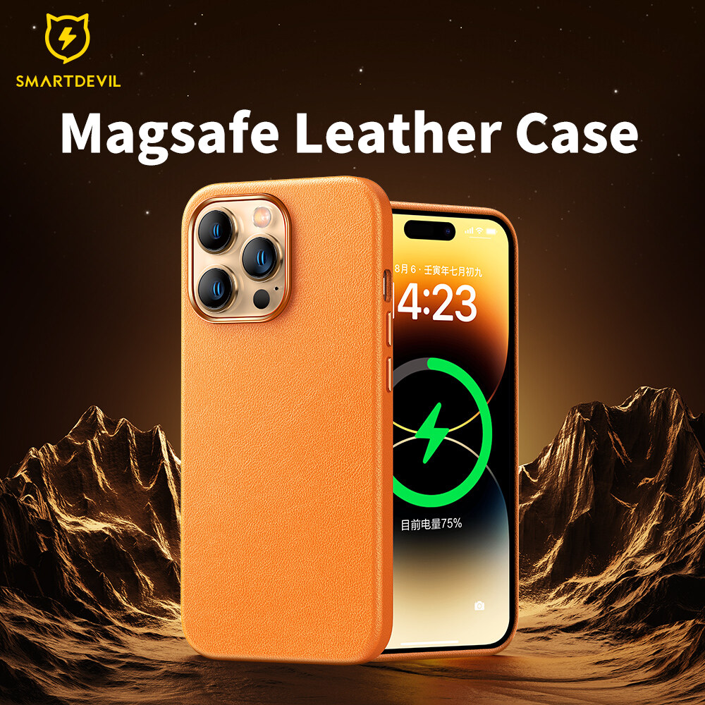 SmartDevil Phone Case For iPhone 14 Pro Max Case original iPhone 14 Pro Case iPhone 14 Plus Case 14Promax Official True Leather Sweatproof Leather Back Cover With Flocking Lining