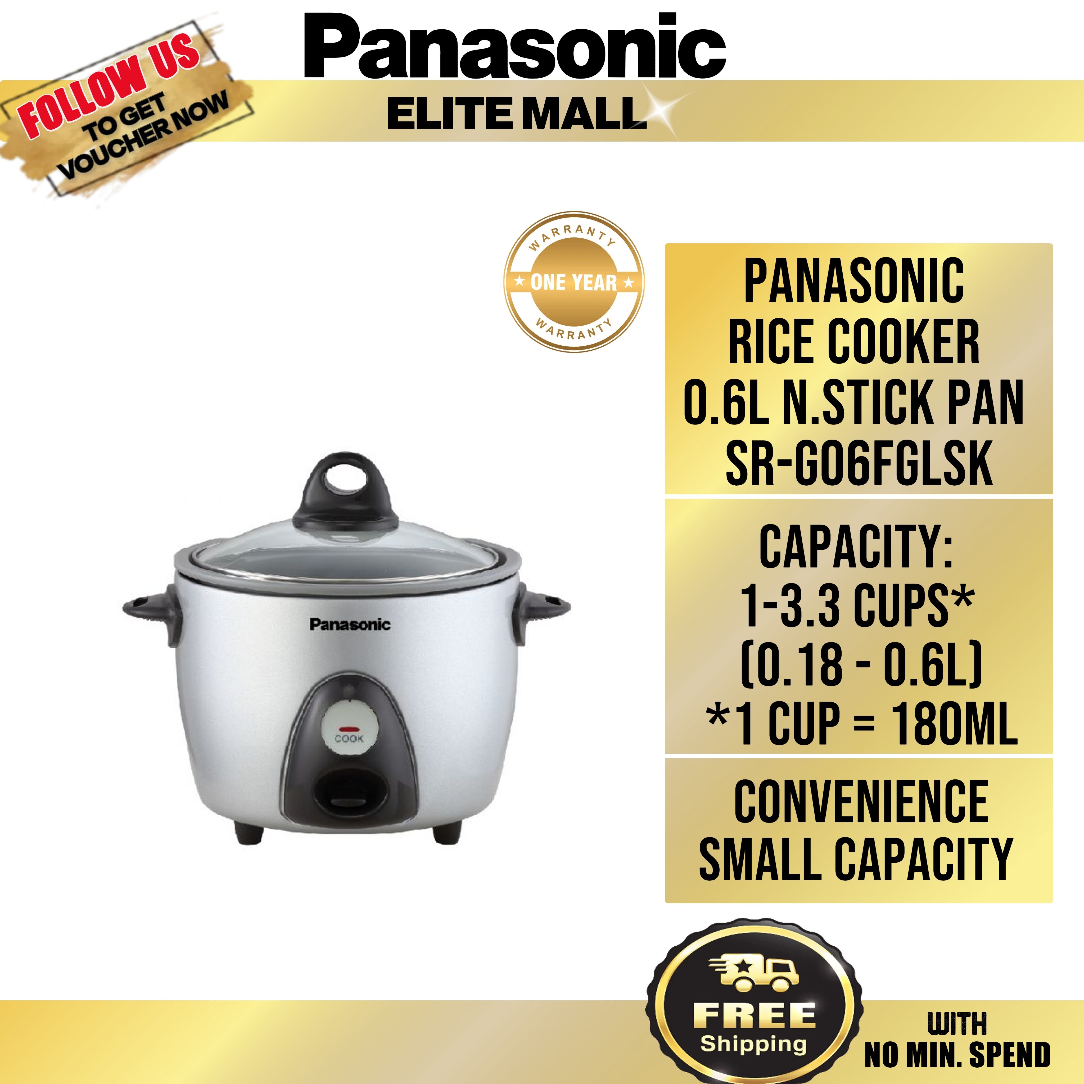PANASONIC SRG06FG RICE COOKER 0.6L N.STICK PAN SRG06FGLSK Lazada