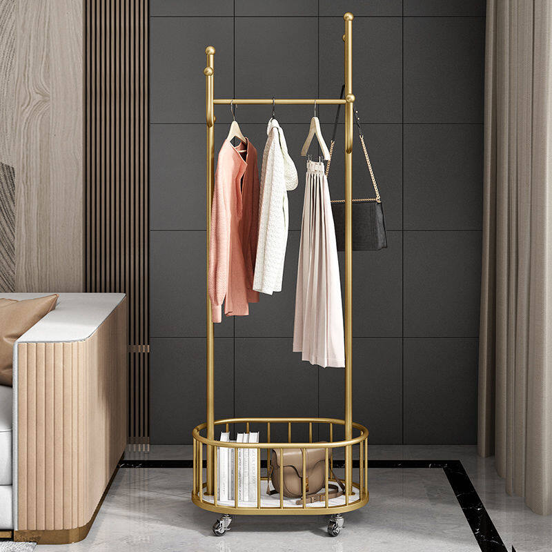 Wheeled removable coat rack bedroom floor hanger Nordic light luxury home living room clothes storage shelf