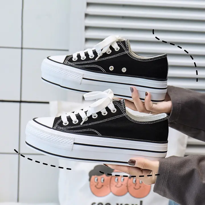 black platform canvas shoes