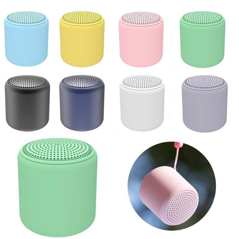 {hot} TWS Bluetooth  Compatible Speaker Multi  Color Wireless Subwoofer Small Speaker Macaron Mini Loudspeaker With Lanyard Rope