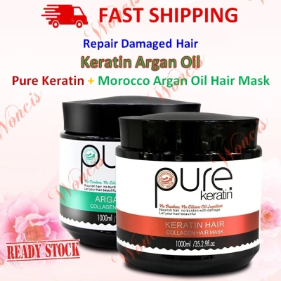 PURE ARGAN OIL COLLAGEN Hair Mask Treatment 1000ML PURE Argan Oil Collagen Hair Mask (GREEN)