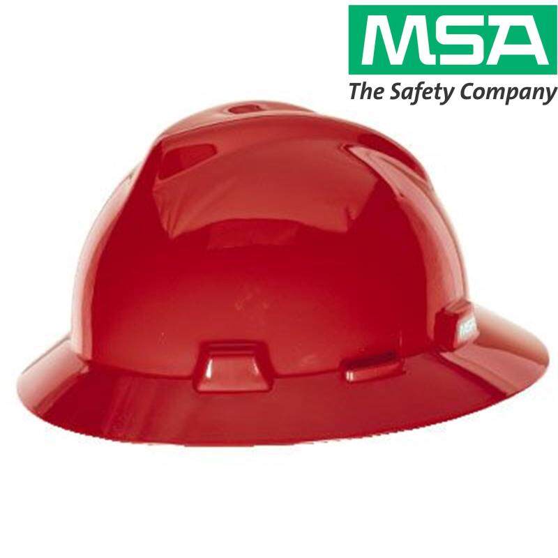 MSA V-Gard Safety Helmet Full Brim Hard Hat Head Protection, with Fastrac III (stock 2019 with various colour)