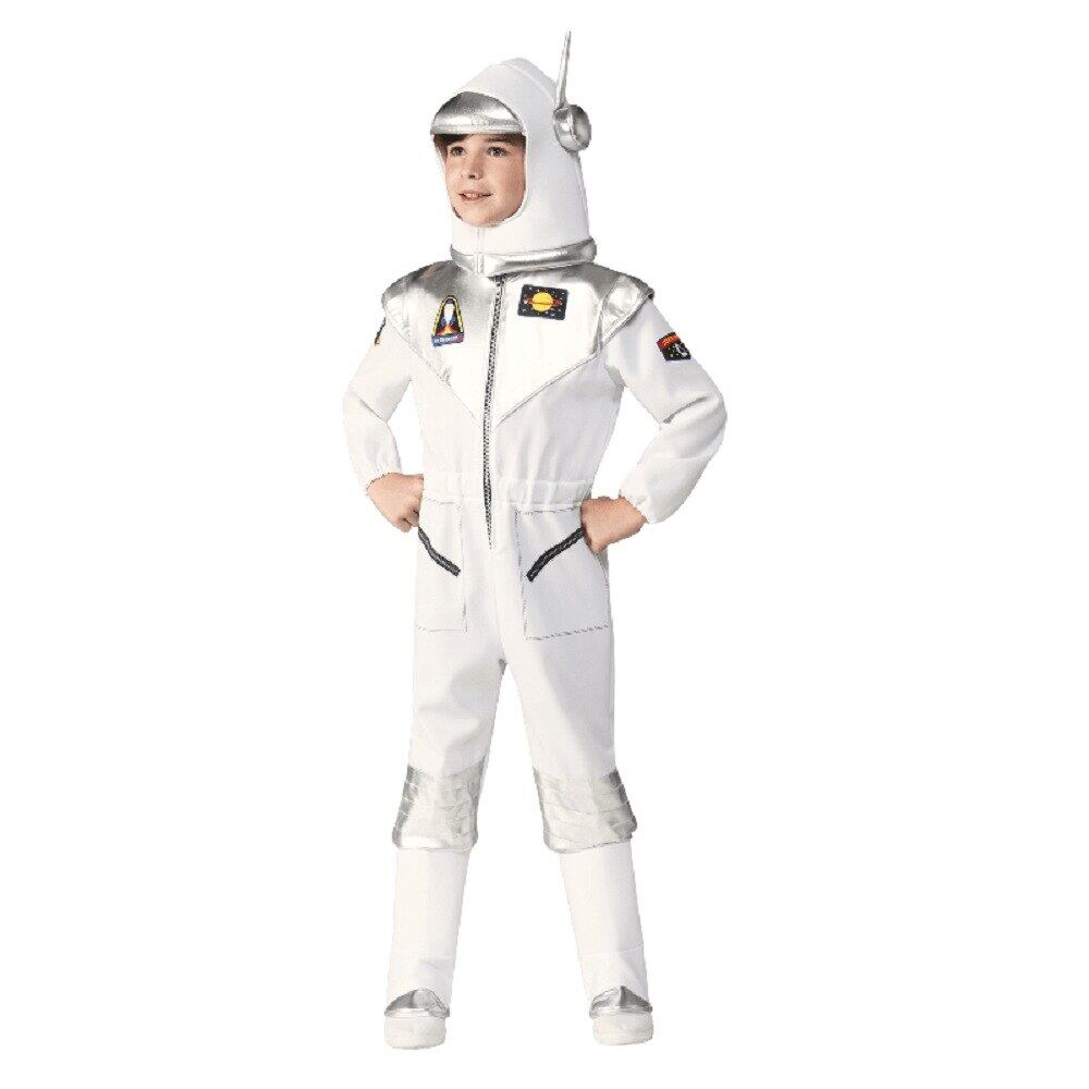 AmzBarley Unisex Astronaut Costume Boys Girls Space Suit Cosplay Halloween Outfit Embroidered Patches Pockets Pilot Costumes