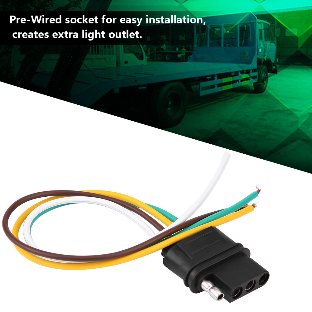 BaiTao 4 Pins Trailer Plug Wiring Connector Towing Light Plug Socket