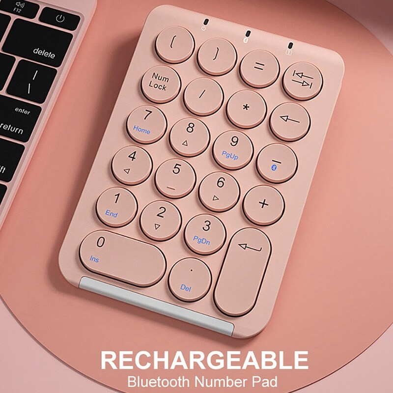 Bluetooth Wireless Number Pad 22 Keys Wireless Financial Accounting Numeric Keypad External Numpad Numbers Keyboard for Laptop