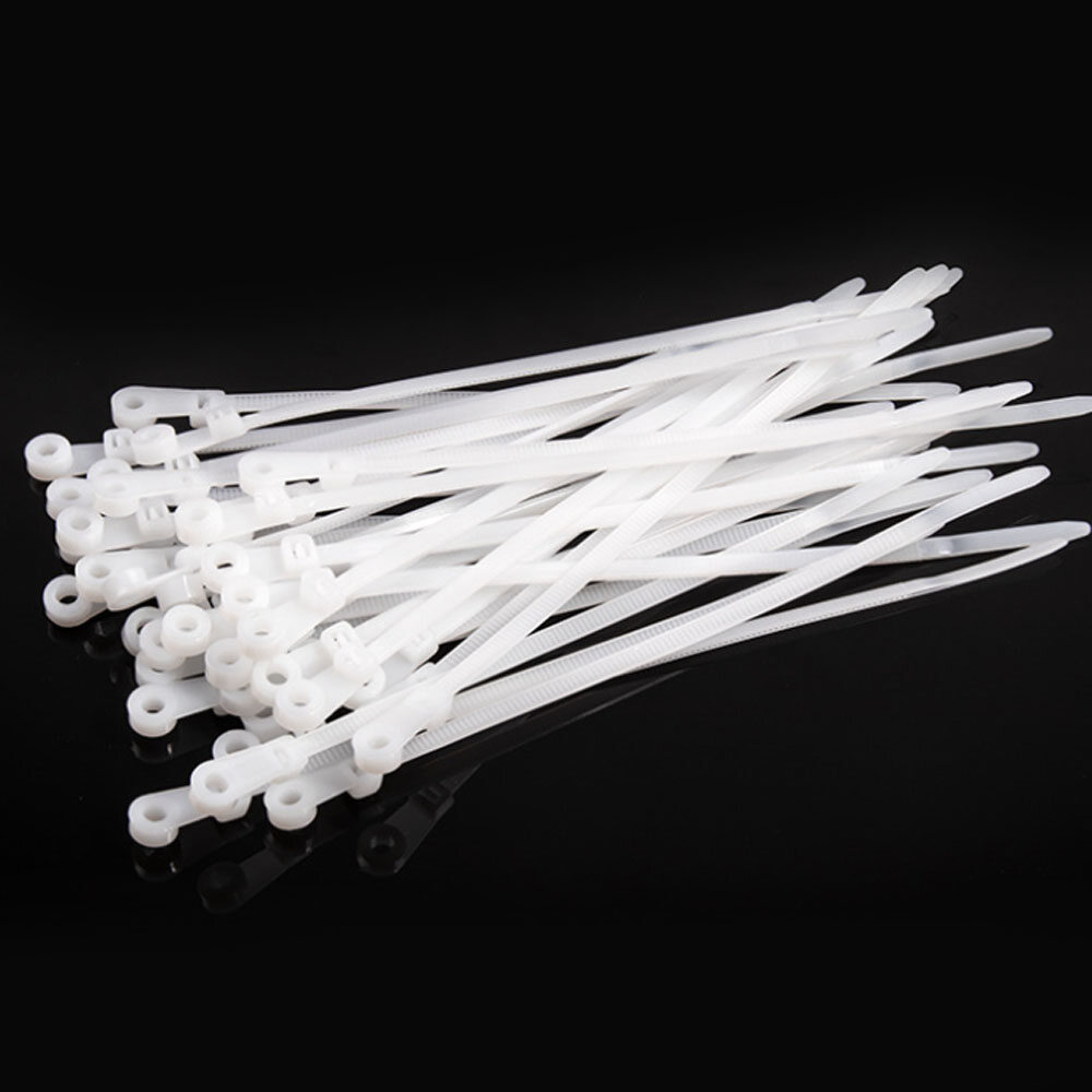 100Pcs 4x150mm/4x200mm Nylon Cable Zip Ties With Screw Hole Mount Self Locking Loop Wrap Bundle Ties Straps