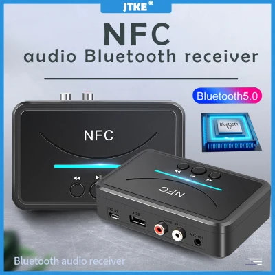 JTKE NFC 5.0 Bluetooth Audio Receiver 3.5mm AUX RCA Jack USB Smart Playback Stereo Audio Wireless Adapter For Car Kit Speaker