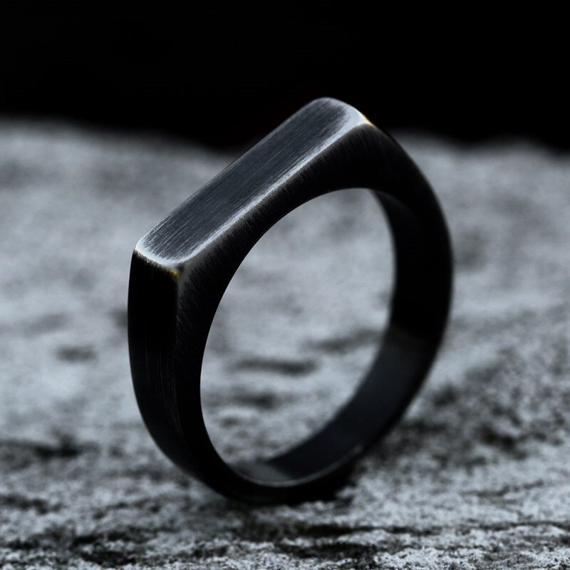 Vintage Simple Rectangle Geometry Men Women Punk Fashion Jewelry Titanium Steel Finger Rings