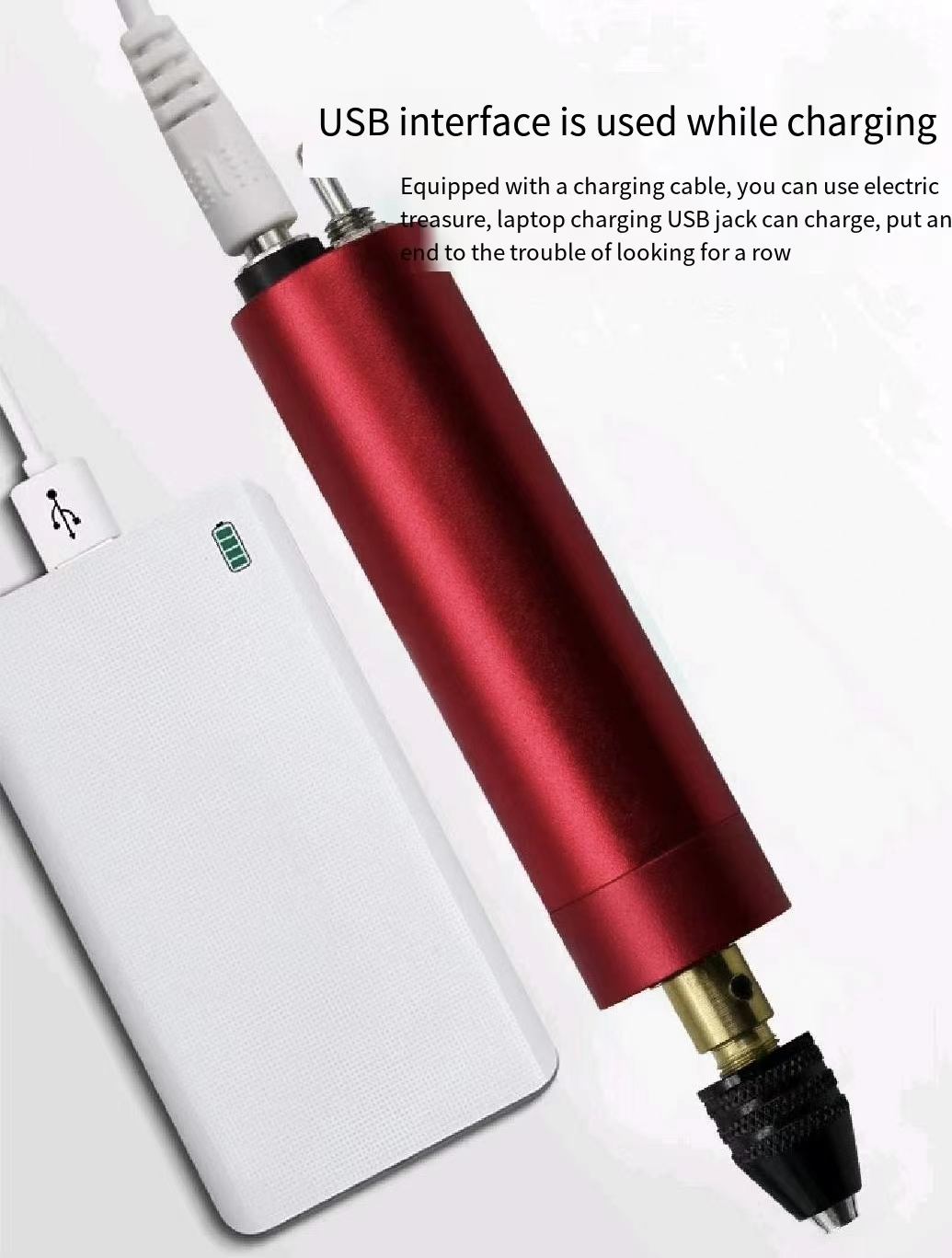 ((Ready Stock) Red Electric Grinder Grinding Polishing Mini Small Hand Drill USB Engraving Pen