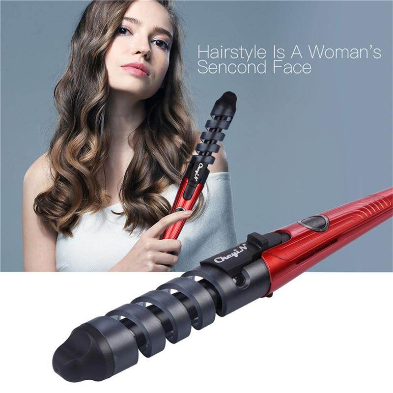 Ckeyin 110-240 V Keramik Pengeriting Rambut Spiral Atlet Curling Putra Negatif Rambut Ion Perawatan Lengkungan Tongkat Besi Basah/Kering Fungsi Ganda Suhu Konstan Styling Rambut alat F-HS010