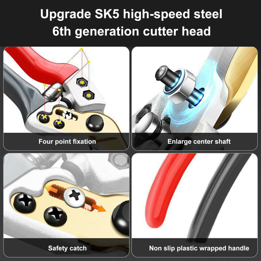 New Pruning Shears Gardening Pruning Fruit Tree Pruning Shears Stainless Steel Pruning Scissors Cut 25mm Thick Branches